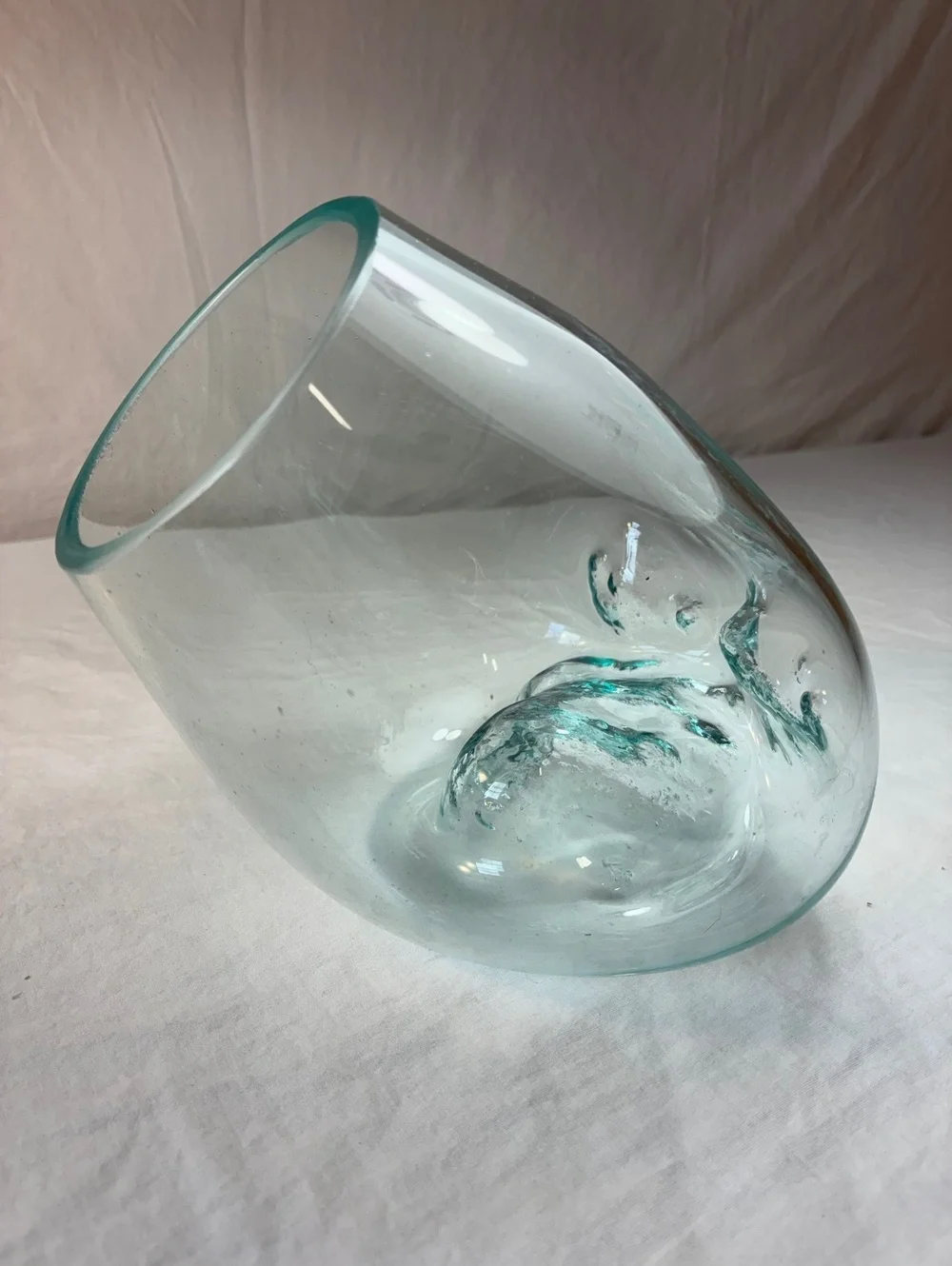Hand-Blown Tilted Glass Vase